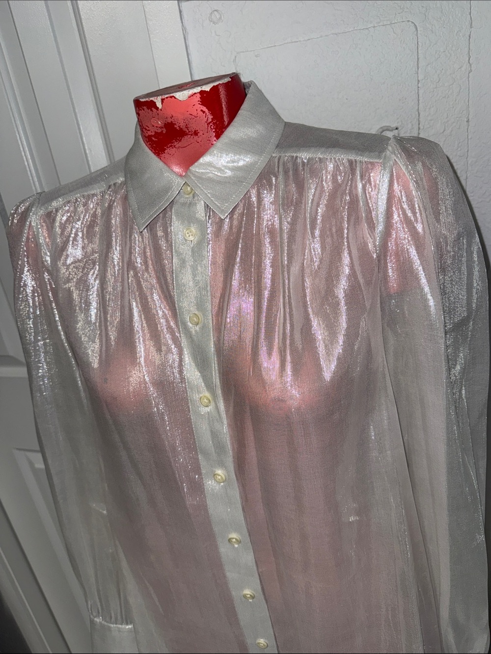 Kate Spade metallic sheer top shirt blouse - Picture 2 of 3